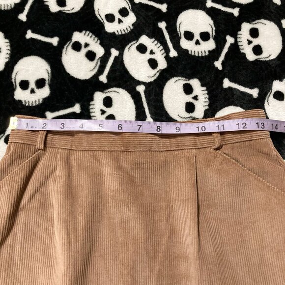 PANT-HER Vintage brown corduroy a-line skirt with pockets ~ XS SMALL midi skirt - Picture 6 of 9
